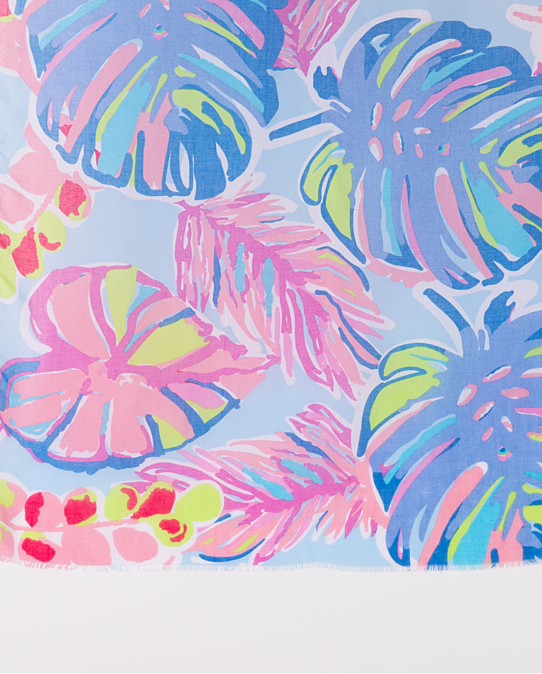 Surkana Pareo Rectangular Estampado Azul Celeste