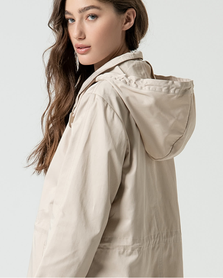 Surkana Parka Corta Con Capucha Piedra