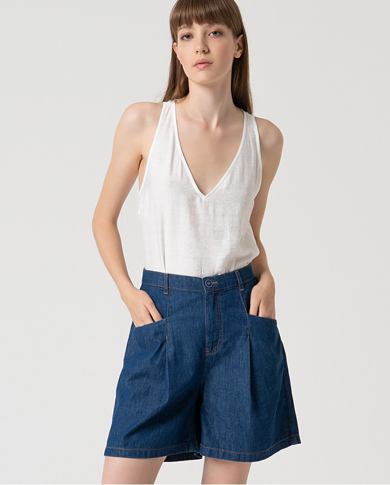 Surkana Short Denim Algodón Azul