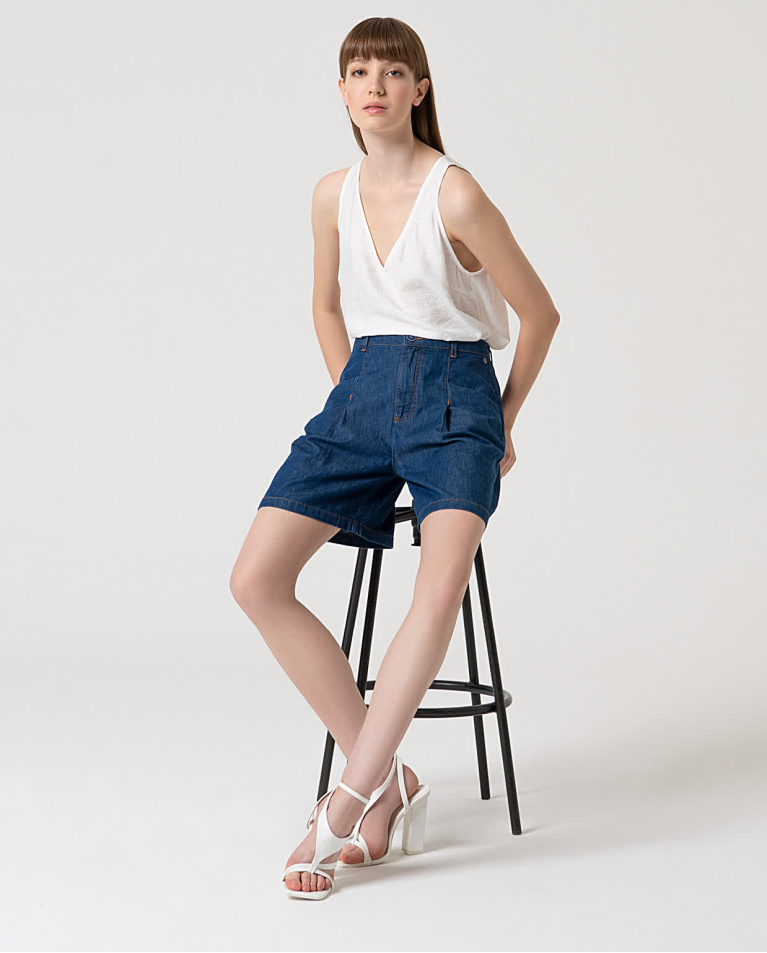 Surkana Short Denim Algodón Azul
