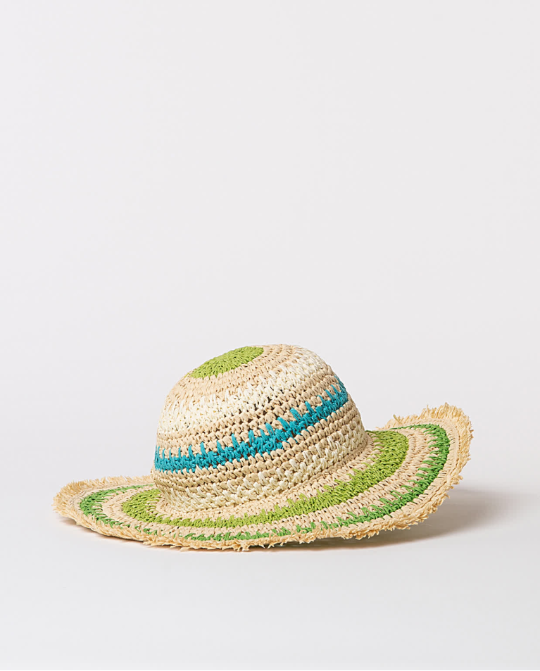 Surkana Sombrero Efecto Rafia A Rayas Verde