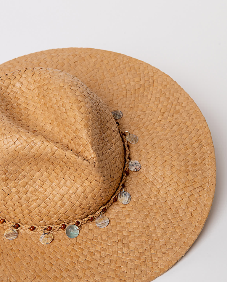 Surkana Sombrero Efecto Rafia Liso Beige