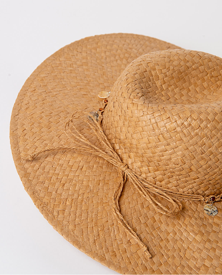 Surkana Sombrero Efecto Rafia Liso Beige