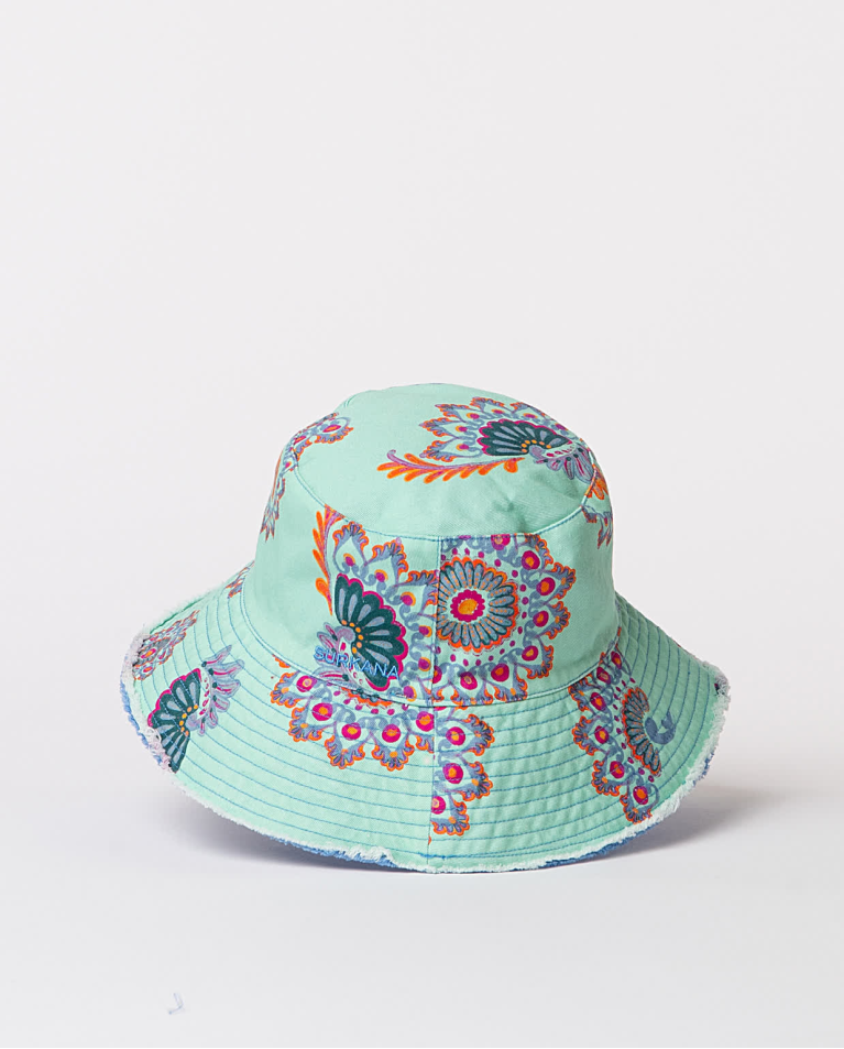 Surkana Sombrero Estampado Reversible Azul
