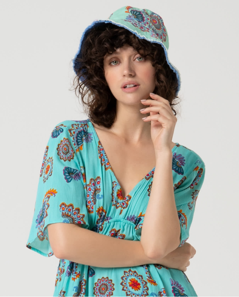 surkana Sombrero estampado reversible Azul