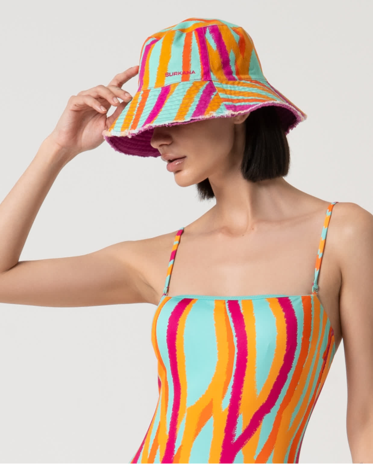 surkana Sombrero estampado reversible Fucsia