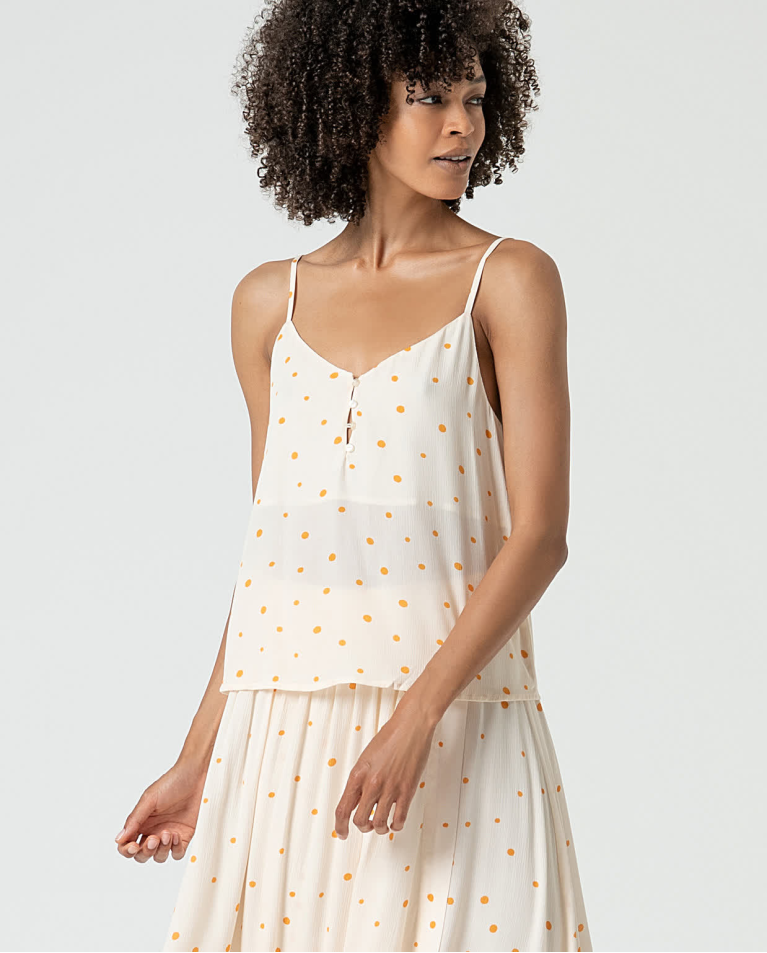 surkana Top de tirantes con lunares Beige