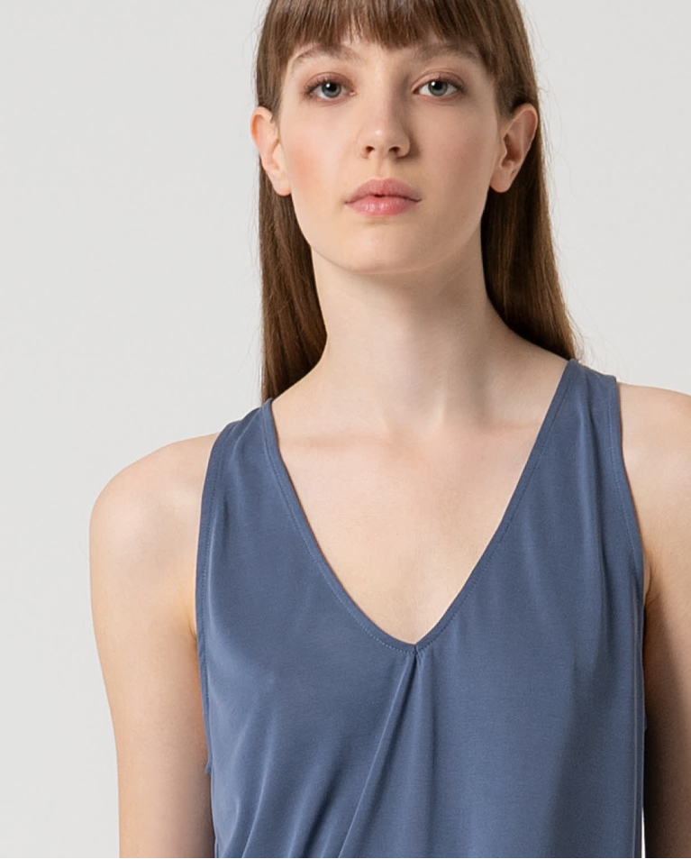 Surkana Top Elástico Escote Pico Indigo