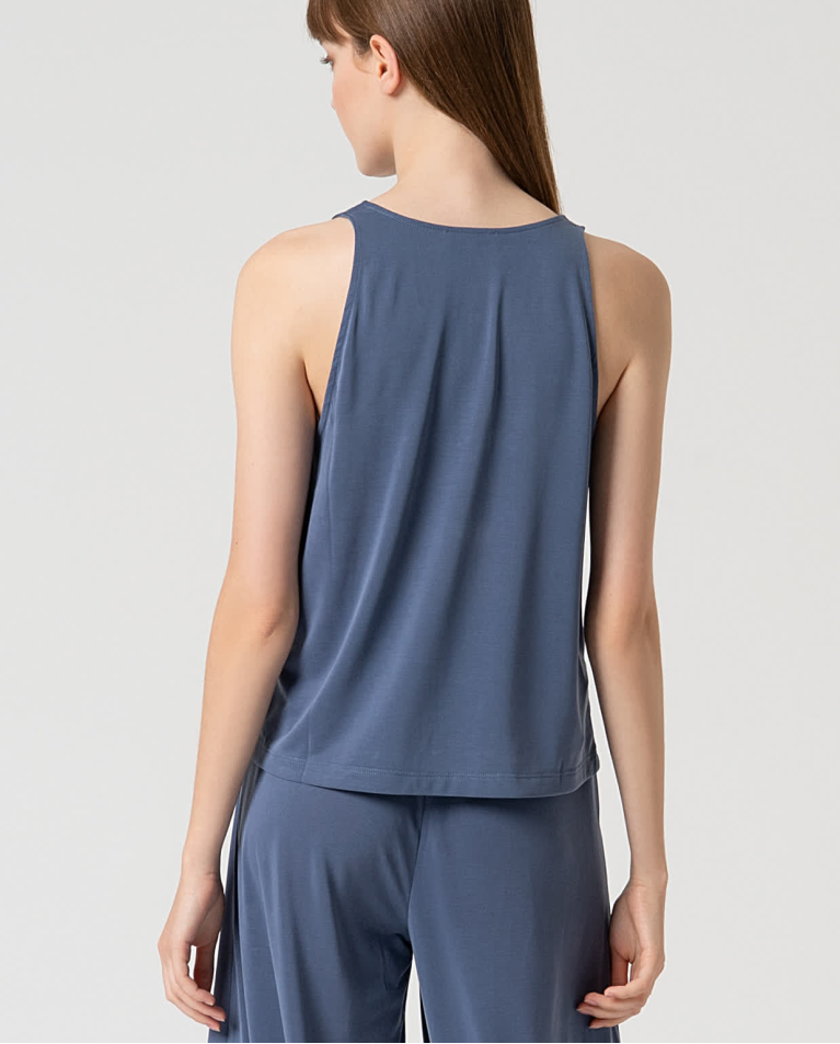 Surkana Top Elástico Escote Pico Indigo