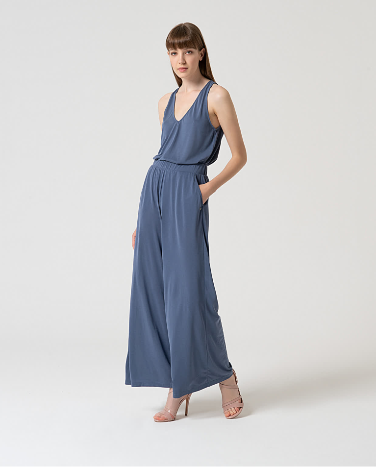 Surkana Top Elástico Escote Pico Indigo