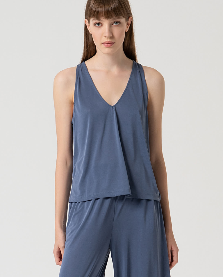 surkana Top elástico escote pico Indigo