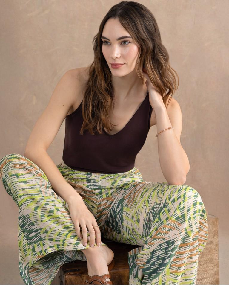 Surkana Top Elástico Escote Pico Marrón