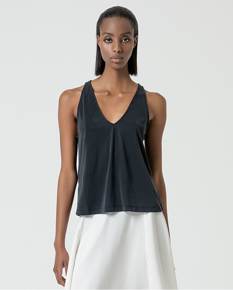 Surkana Top Elástico Escote Pico Negro