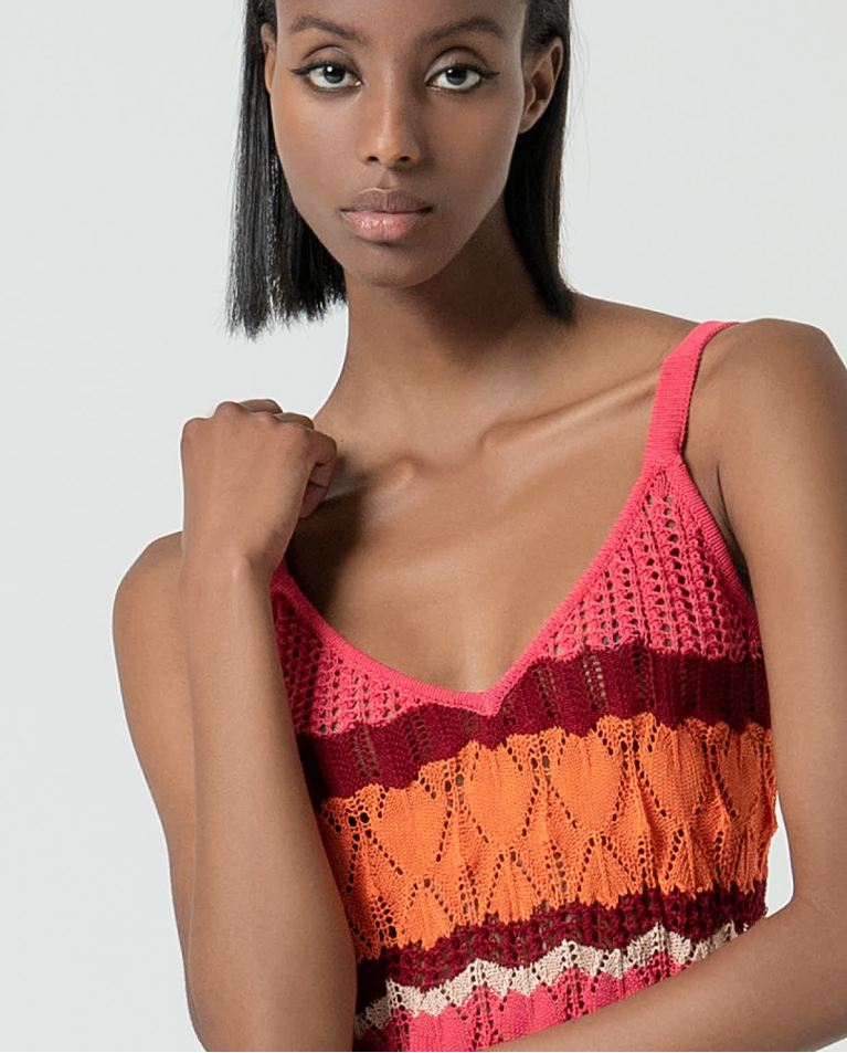 Surkana Top Tirantes De Crochet Fucsia