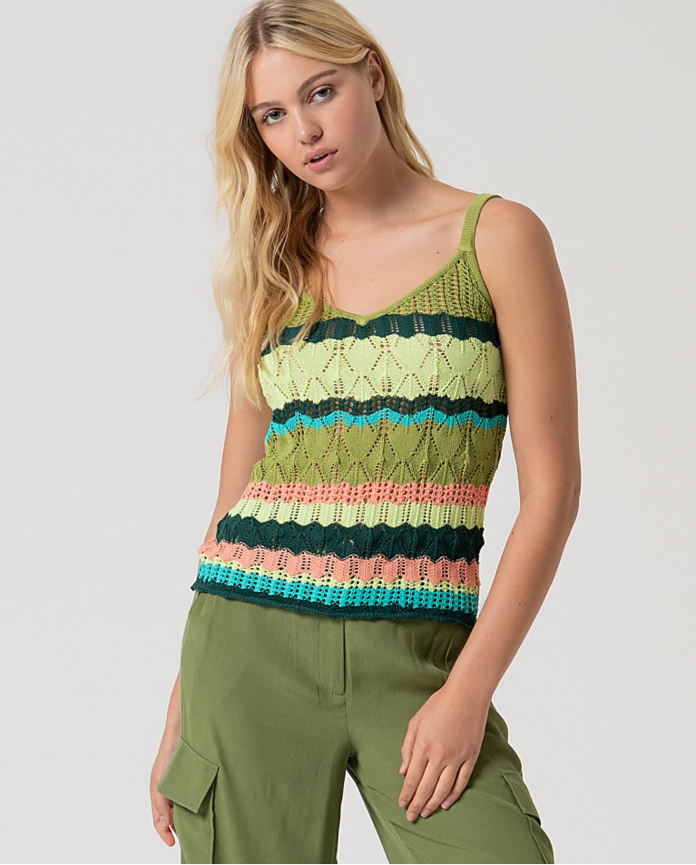 surkana Top tirantes de crochet Verde