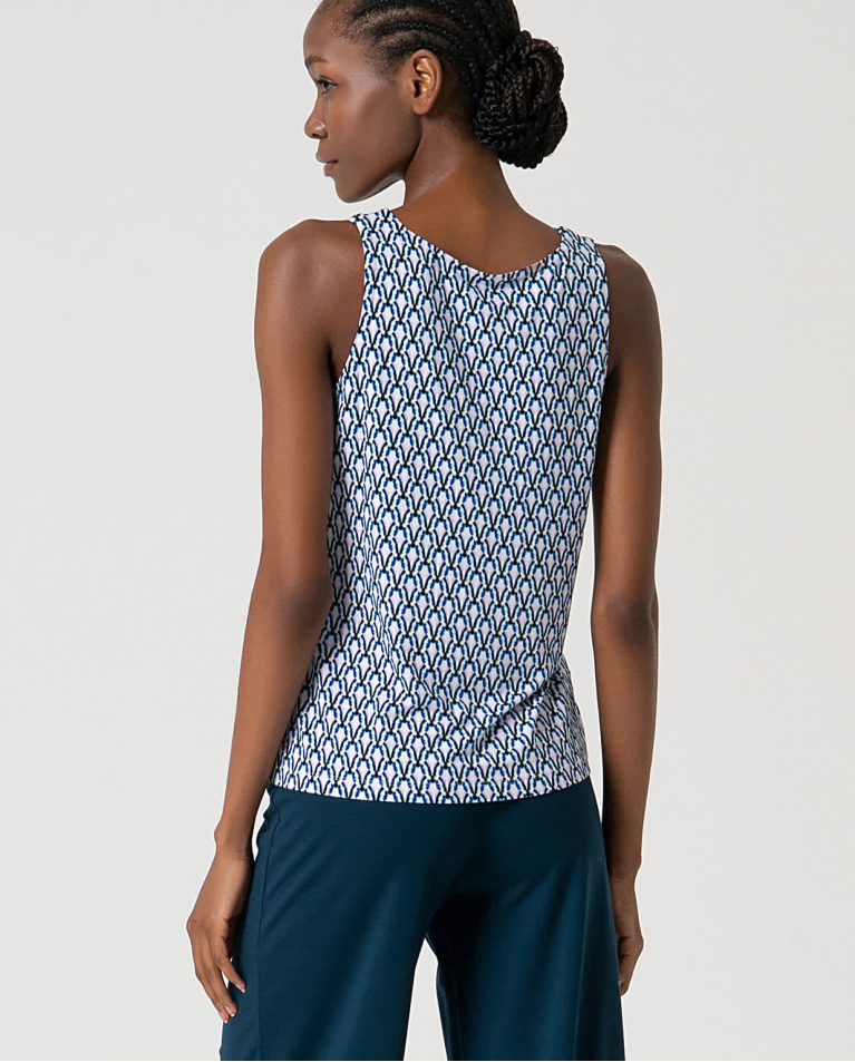 Surkana Top Tirantes Elástico Estampado Azul