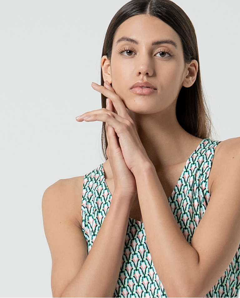 Surkana Top Tirantes Elástico Estampado Verde