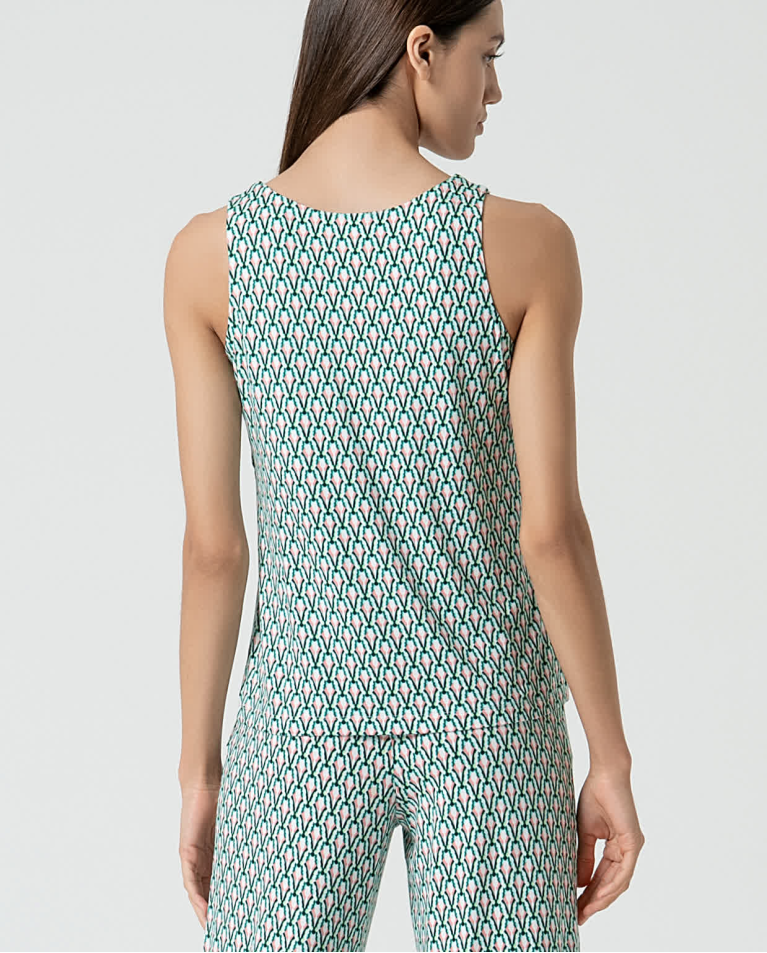 Surkana Top Tirantes Elástico Estampado Verde