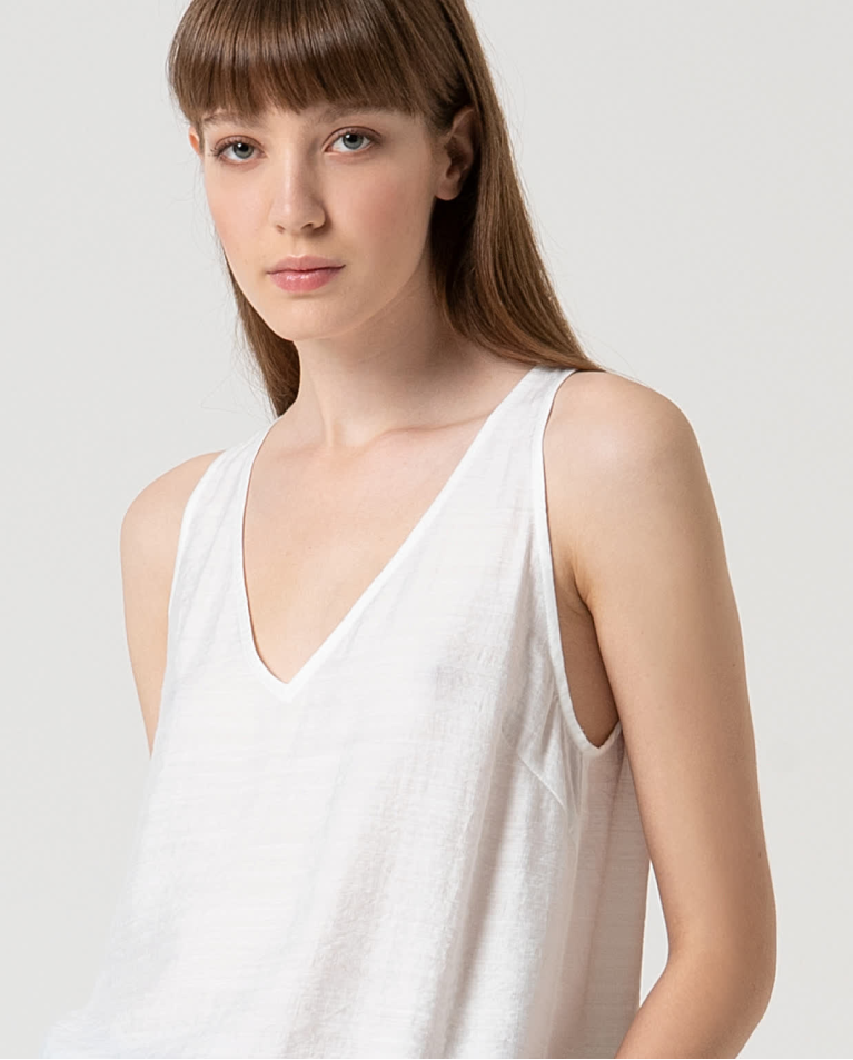 Surkana Top Tirantes Satinado Liso Blanco