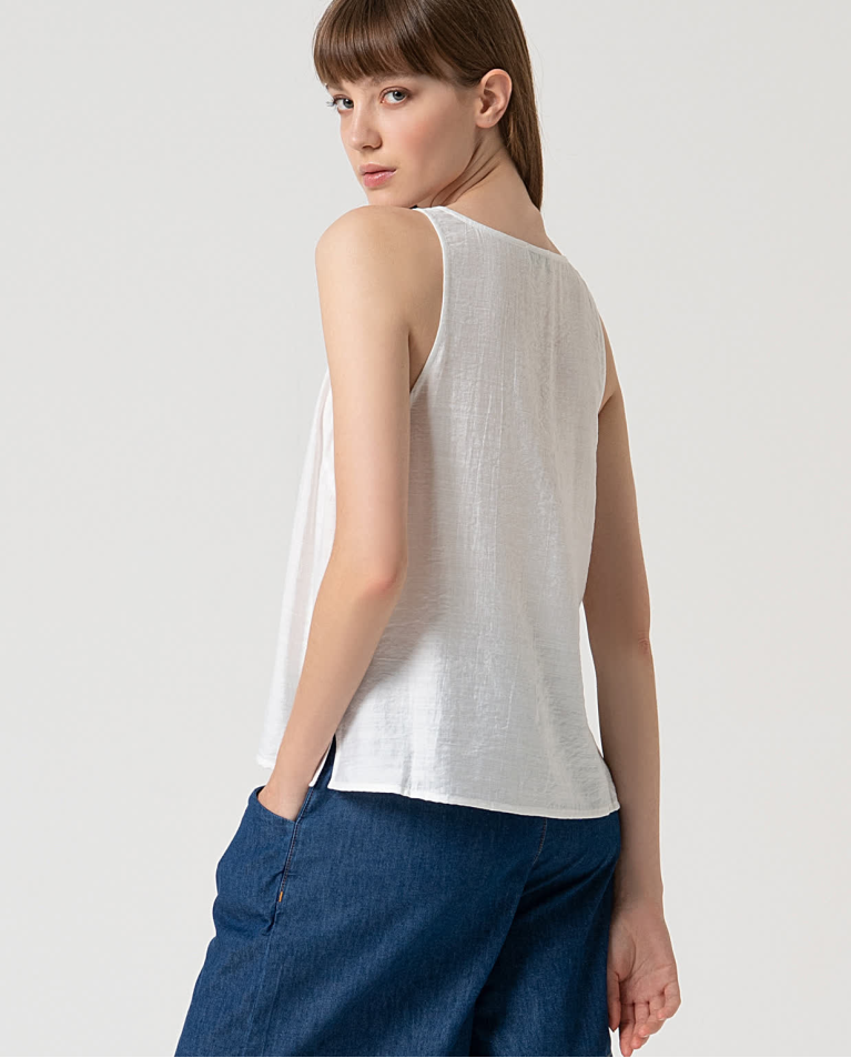 Surkana Top Tirantes Satinado Liso Blanco