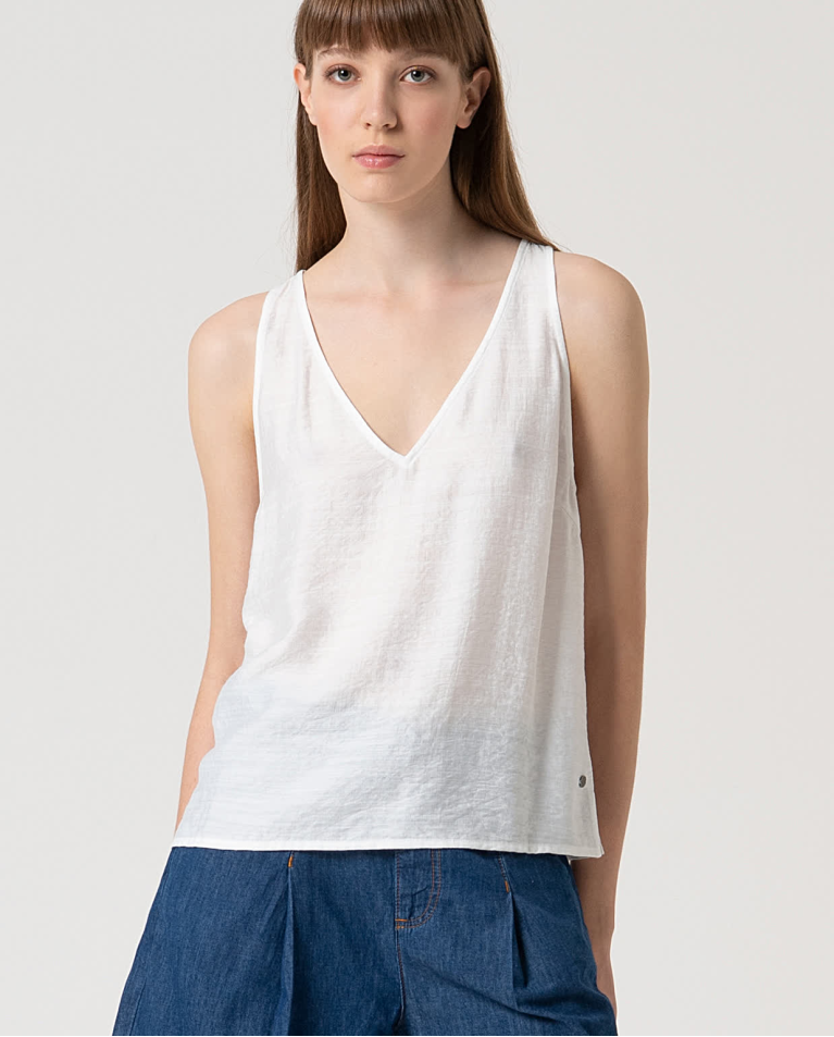 surkana Top tirantes satinado liso Blanco