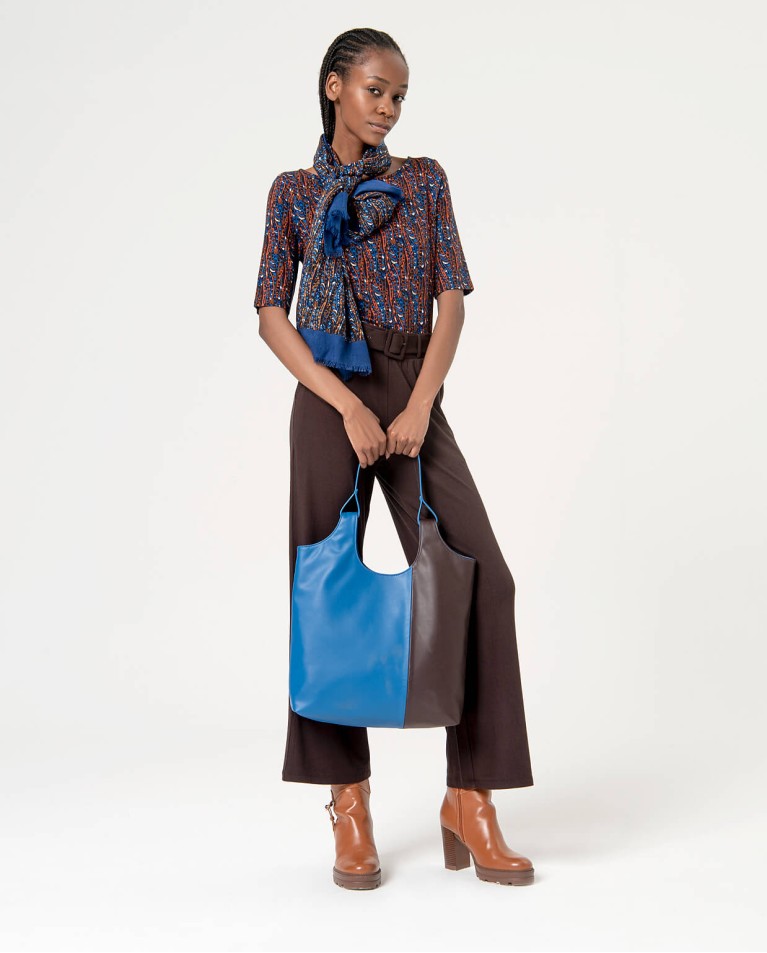 Surkana Tote Bag De Piel Vegana Bicolor Azul