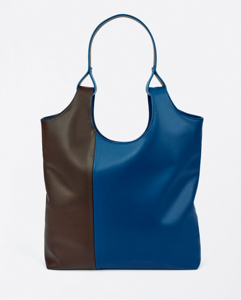 surkana Tote bag de piel vegana bicolor Azul