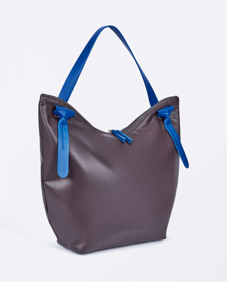 surkana Tote bag de piel vegana Marrón