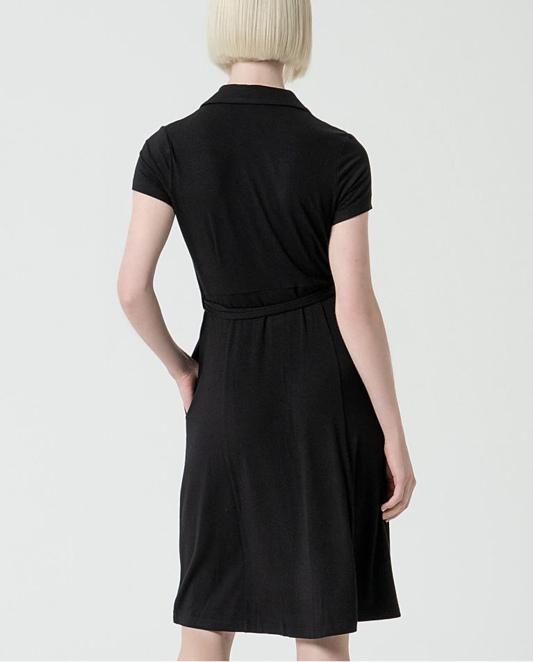 Surkana Vestido Camisero Elástico Liso Negro