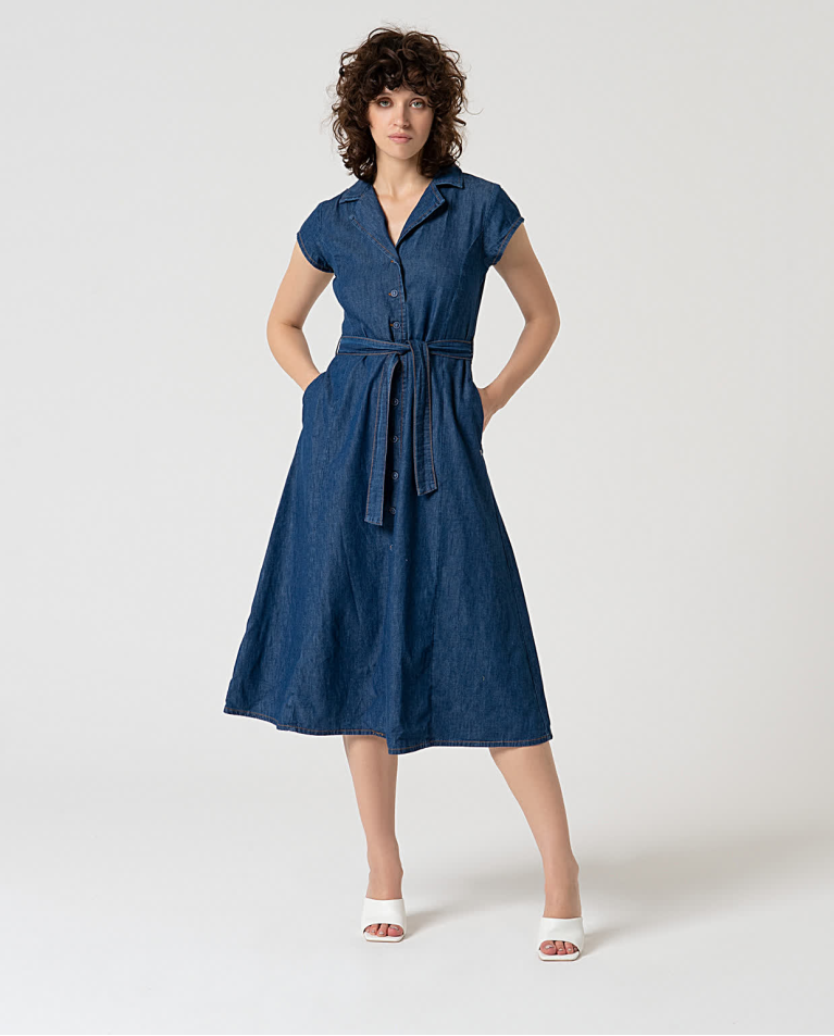 Surkana Vestido Camisero Midi Denim Azul