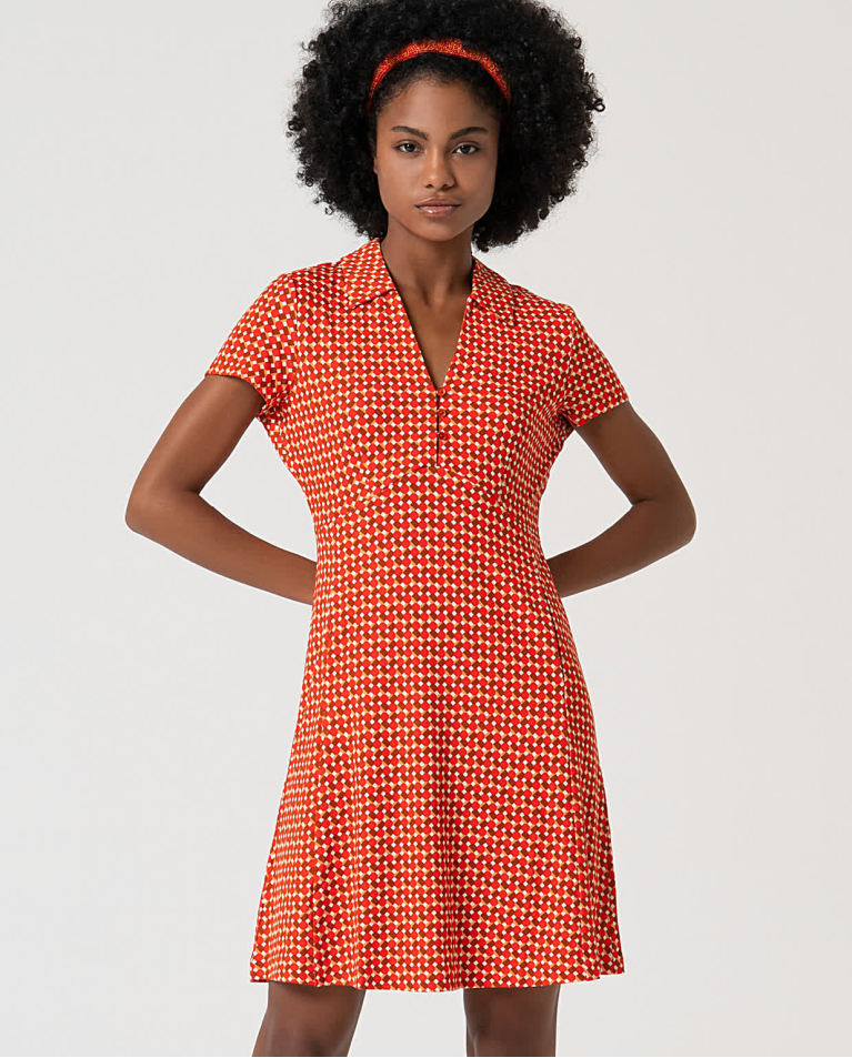 Surkana Vestido Corto Elástico Camisero Rojo