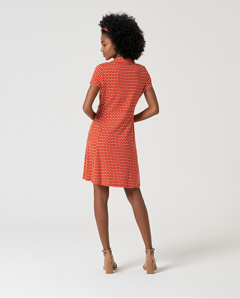 Surkana Vestido Corto Elástico Camisero Rojo