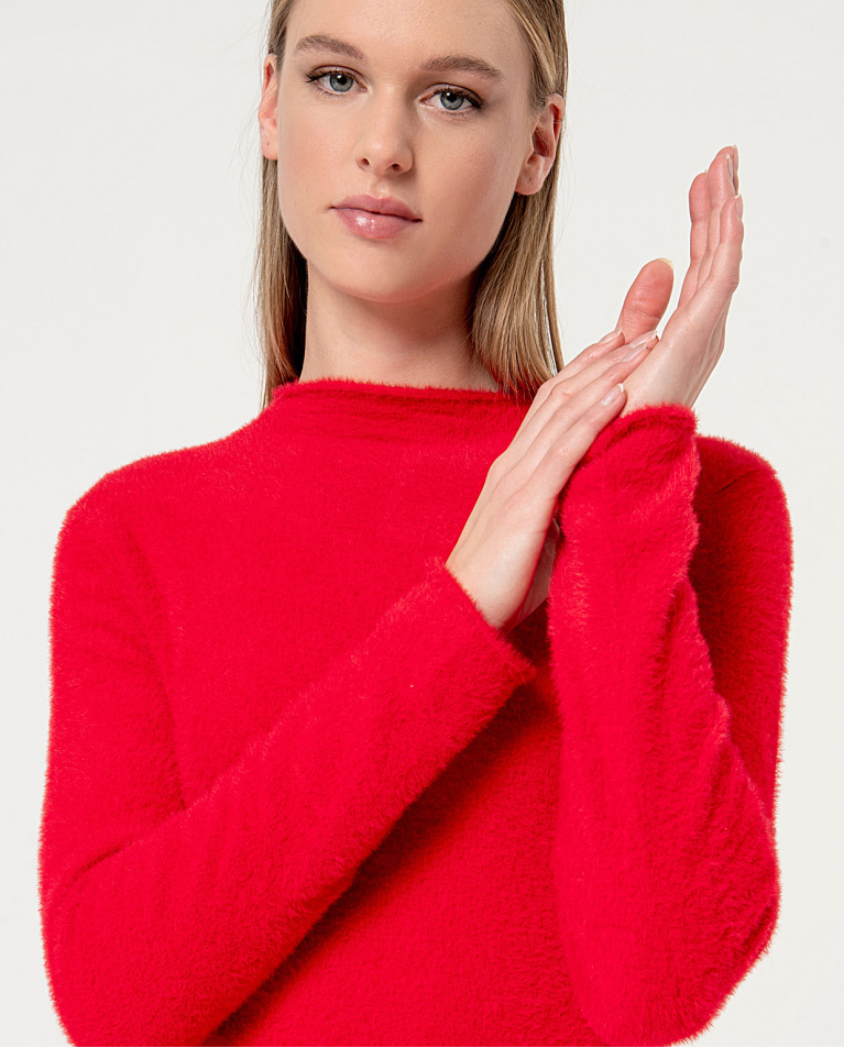 Surkana Vestido Corto Elástico Cepillado Rojo