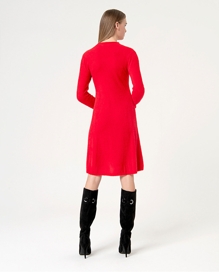 Surkana Vestido Corto Elástico Cepillado Rojo