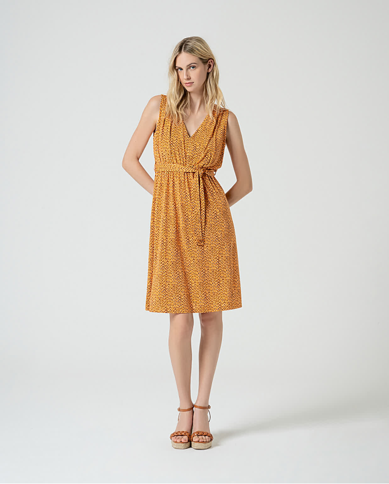 surkana Vestido corto elástico estampado Amarillo