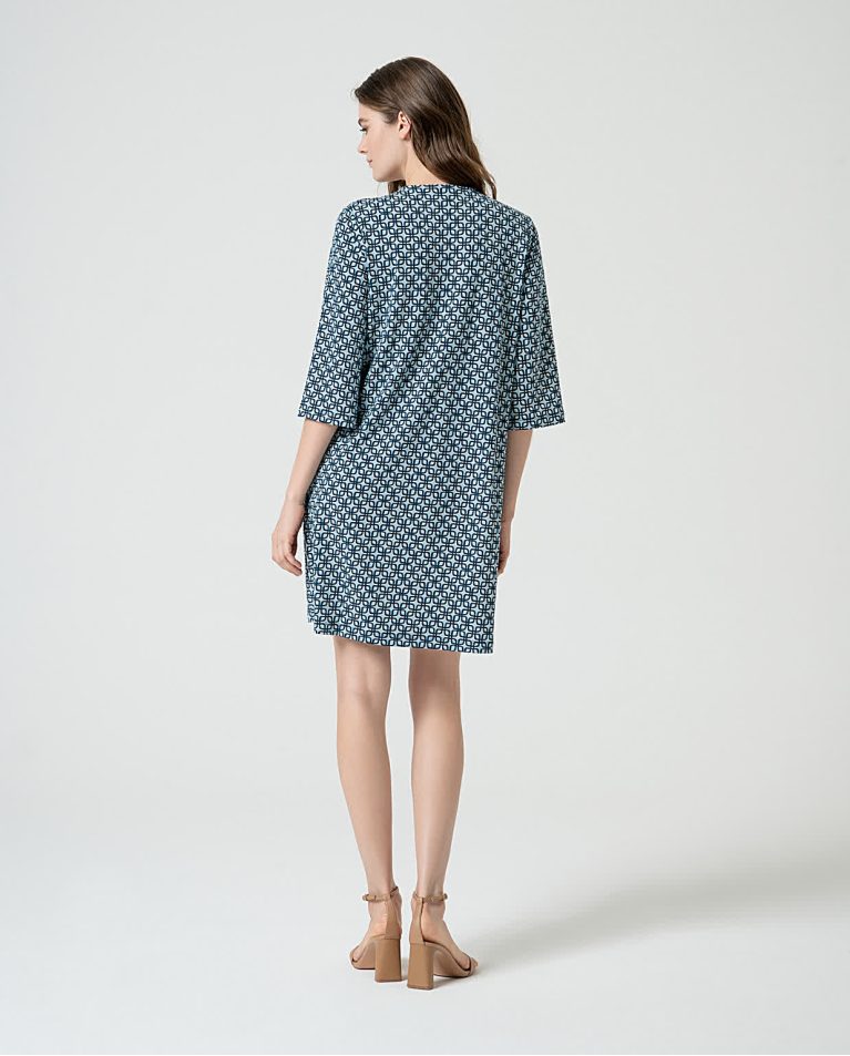 Surkana Vestido Corto Elástico Estampado Azul