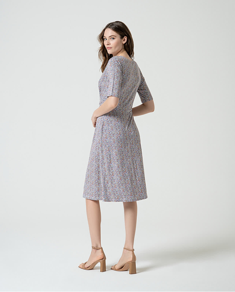 Surkana Vestido Corto Elástico Estampado Azul