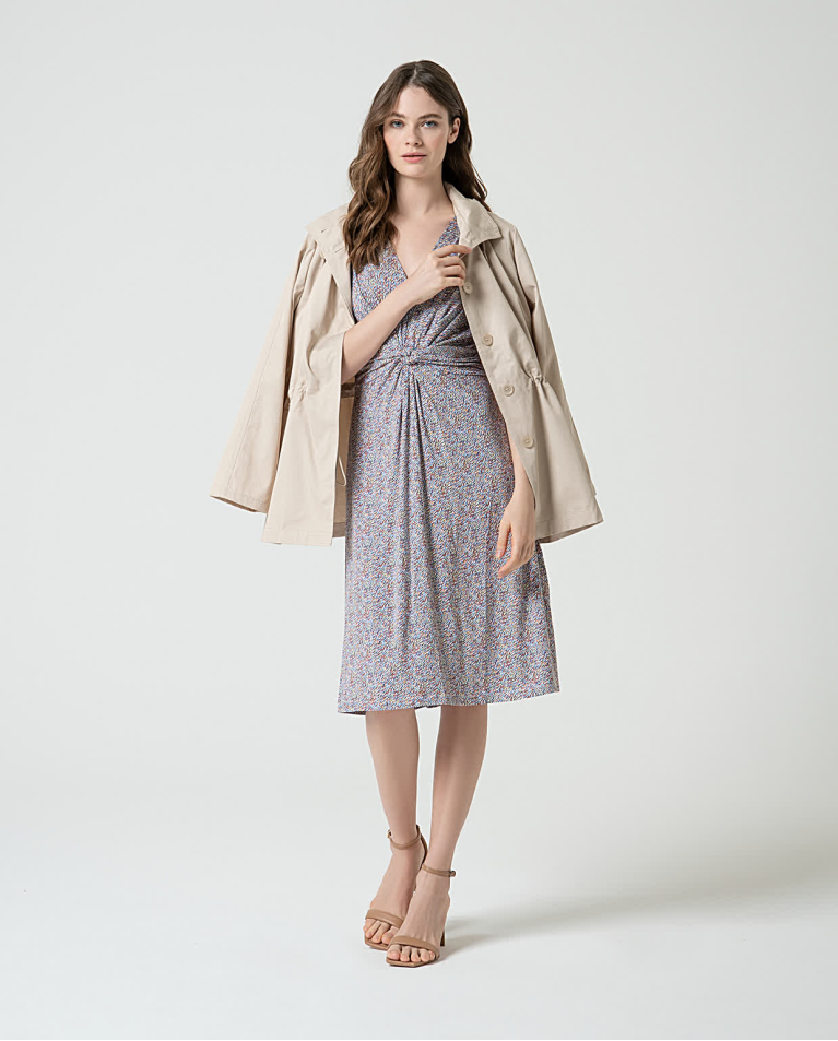 Surkana Vestido Corto Elástico Estampado Azul