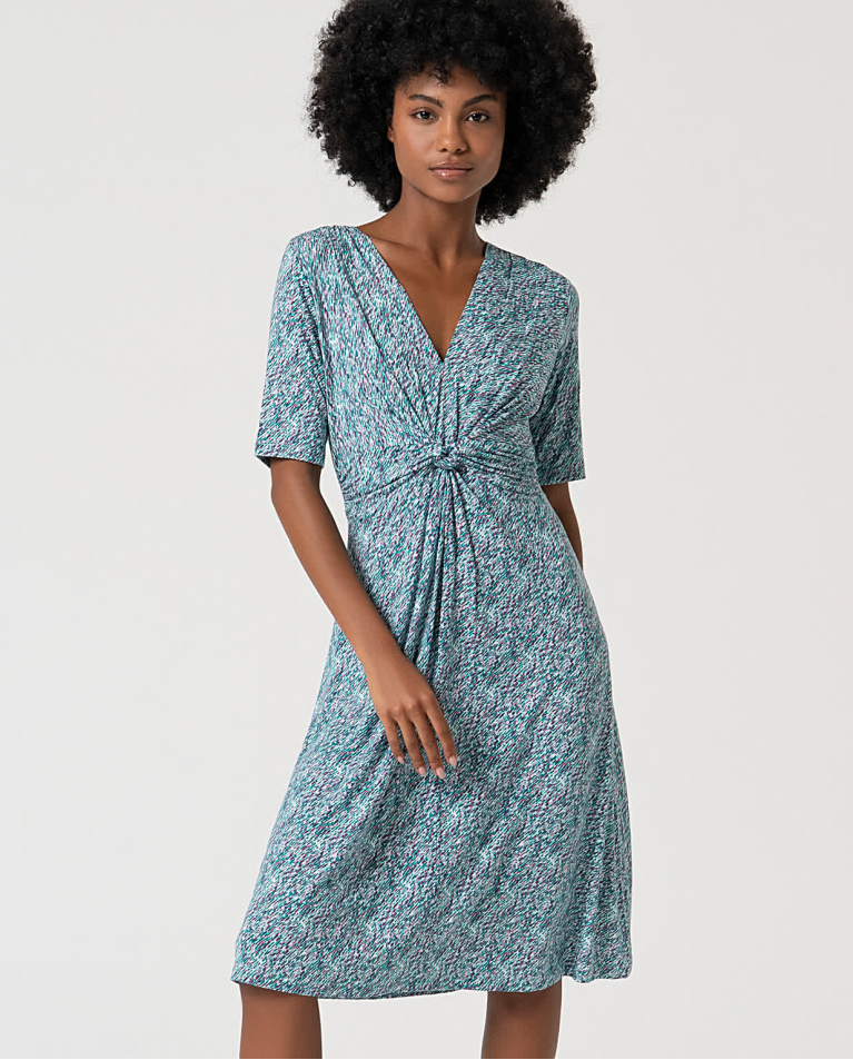 Surkana Vestido Corto Elástico Estampado Turquesa