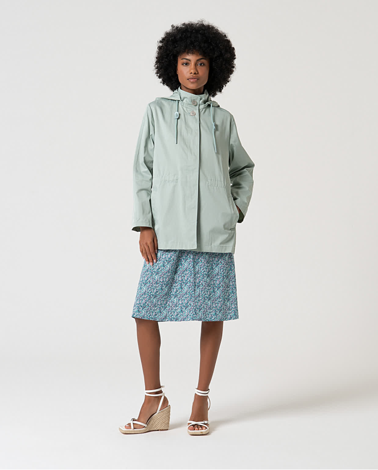 Surkana Vestido Corto Elástico Estampado Turquesa