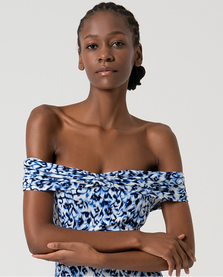 Surkana Vestido Corto Elástico Viscosa Bamboo Azul