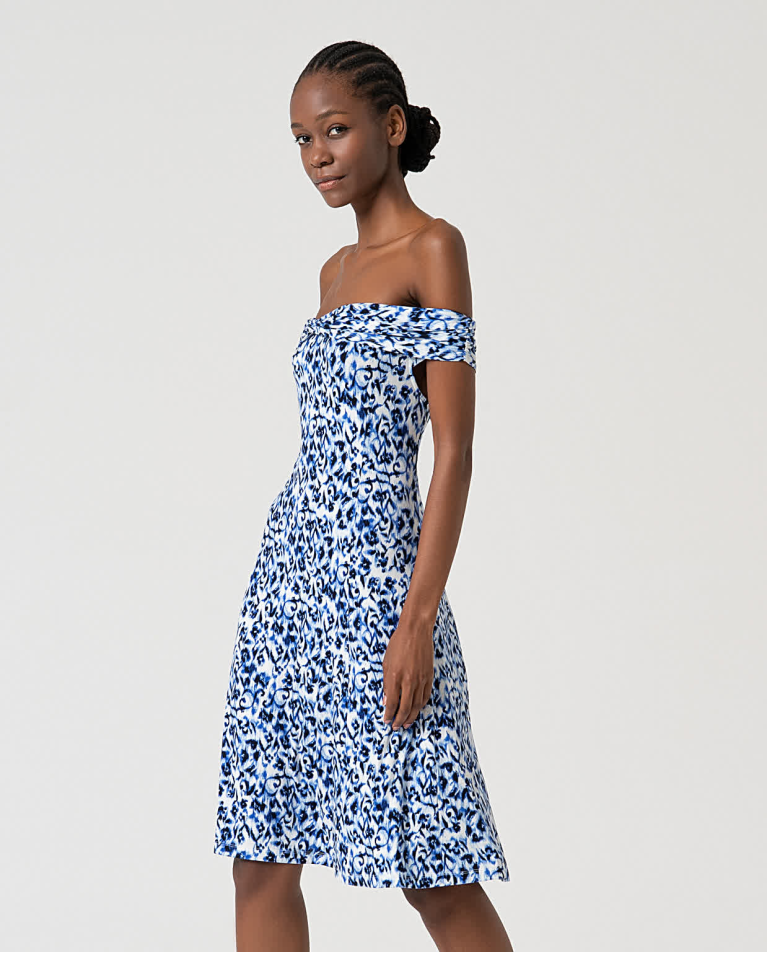 Surkana Vestido Corto Elástico Viscosa Bamboo Azul