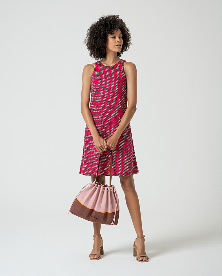 Surkana Vestido Corto Lyocell Estampado Fucsia