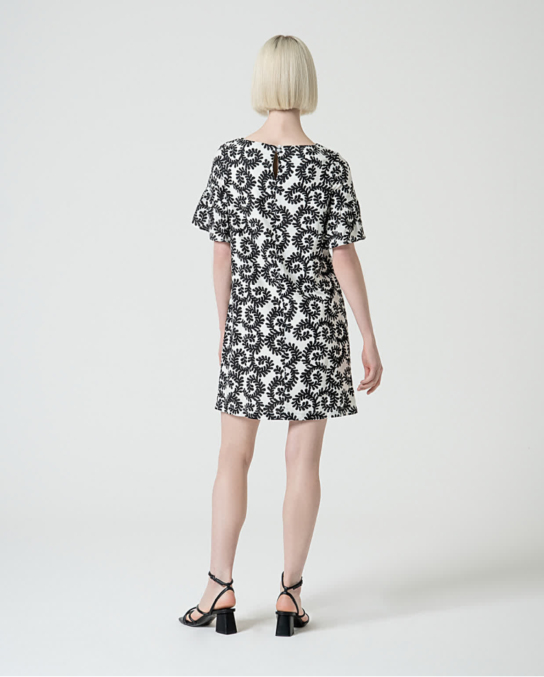 Surkana Vestido Corto Y Recto Estampado Blanco