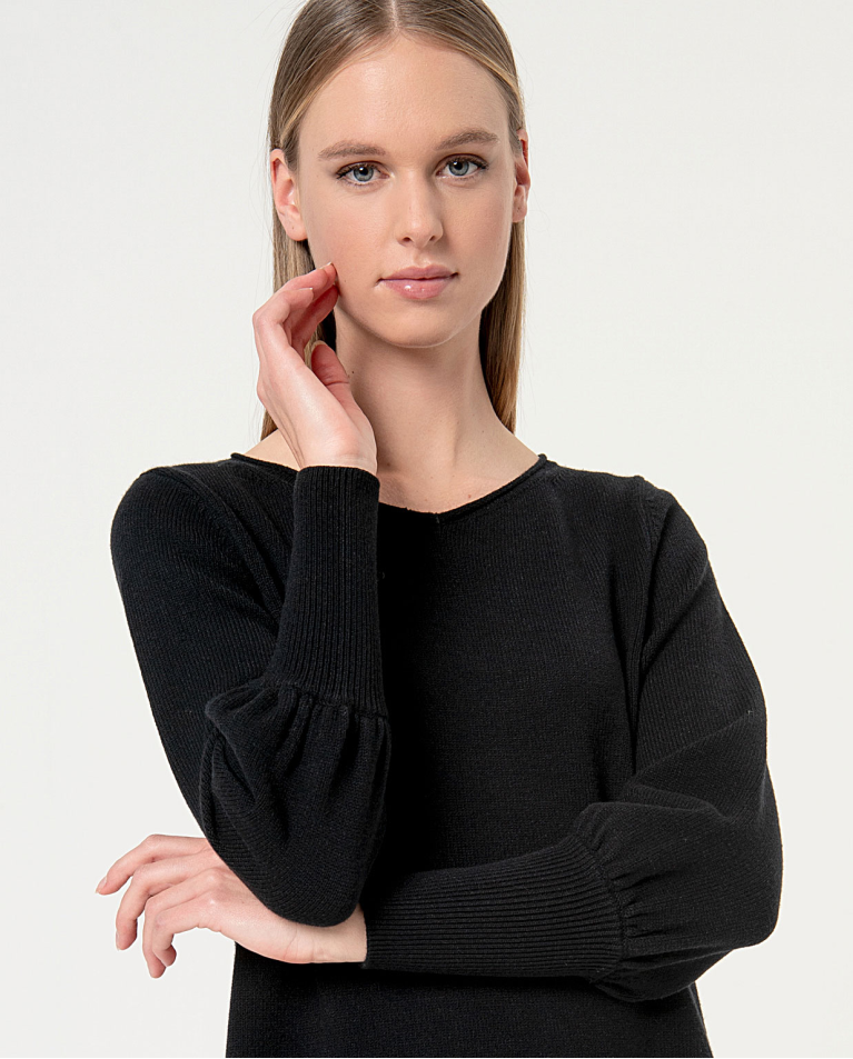 Surkana Vestido De Punto Recto Liso Negro