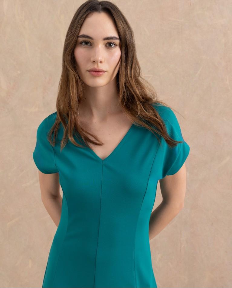 Surkana Vestido Elástico Básico Liso Esmeralda