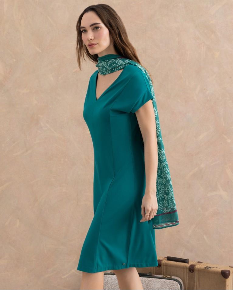 Surkana Vestido Elástico Básico Liso Esmeralda