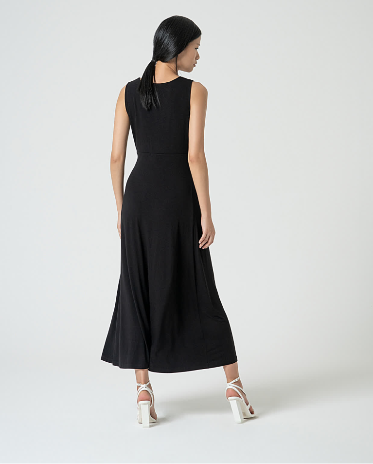 Surkana Vestido Elástico Con Nudo Delantero Negro