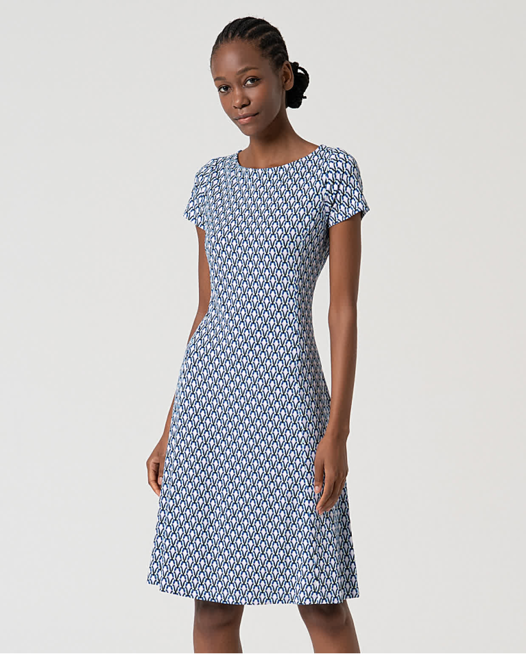 Surkana Vestido Elástico Corto Estampado Azul