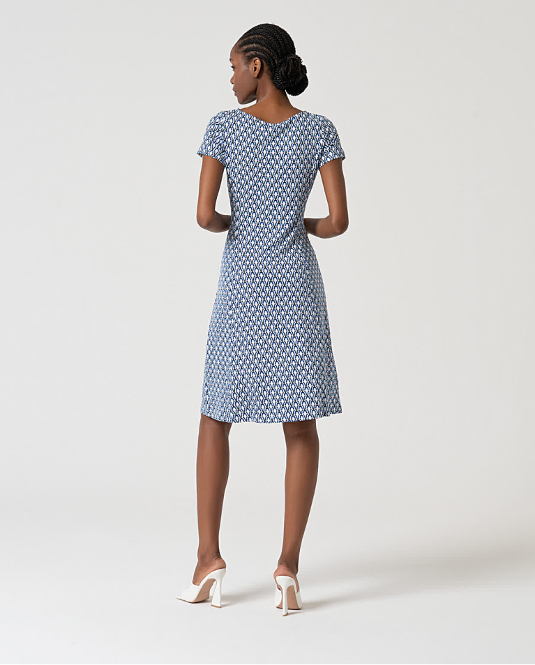 Surkana Vestido Elástico Corto Estampado Azul